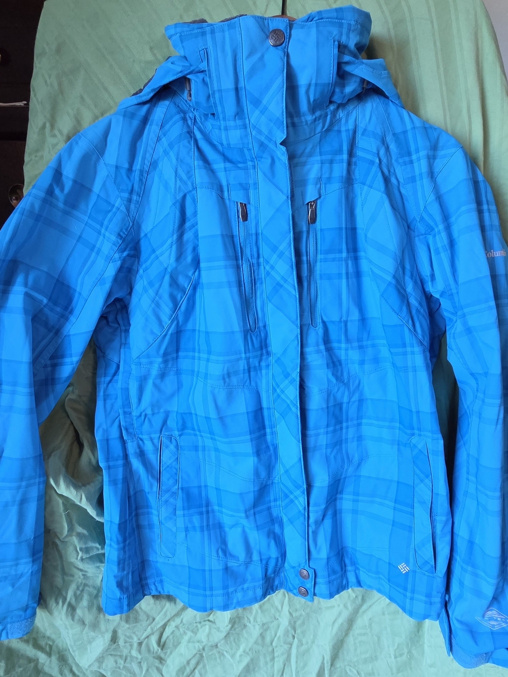 Columbia Women’s Blue Plaid Whirlibird Interchange Jacket Medium